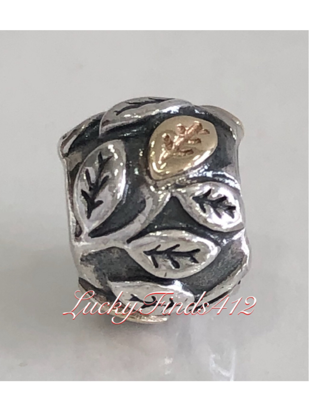 Authentic Pandora Leaves Two Tone Charm Retired